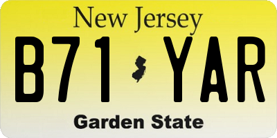 NJ license plate B71YAR