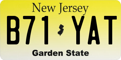 NJ license plate B71YAT
