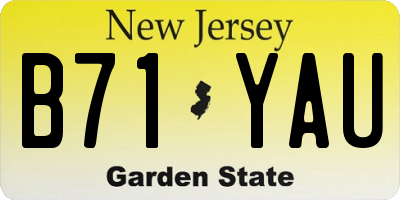 NJ license plate B71YAU
