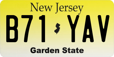 NJ license plate B71YAV