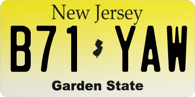NJ license plate B71YAW