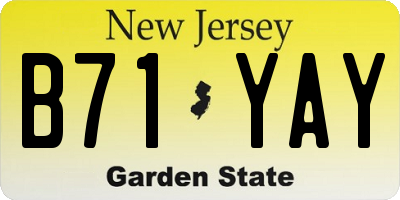 NJ license plate B71YAY