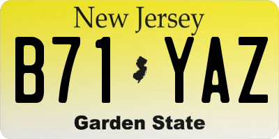 NJ license plate B71YAZ