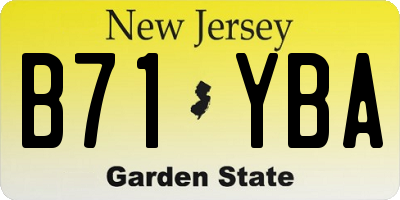 NJ license plate B71YBA
