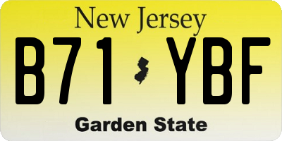 NJ license plate B71YBF
