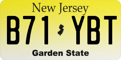 NJ license plate B71YBT