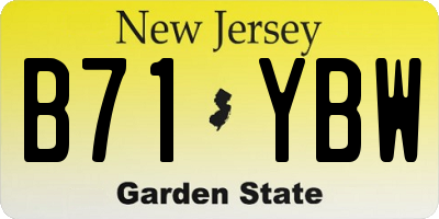 NJ license plate B71YBW