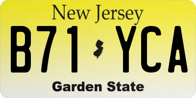 NJ license plate B71YCA