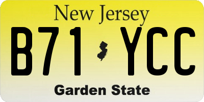 NJ license plate B71YCC