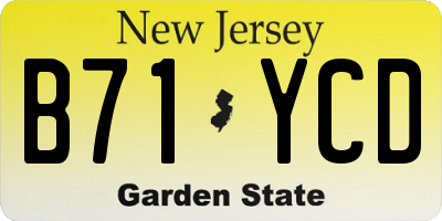 NJ license plate B71YCD
