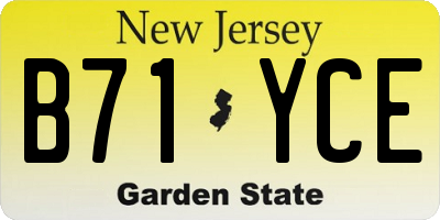 NJ license plate B71YCE