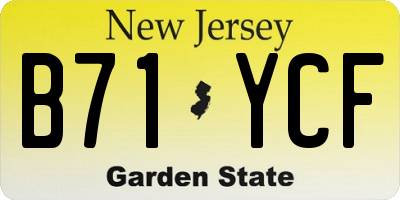 NJ license plate B71YCF