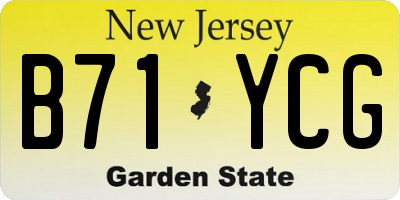 NJ license plate B71YCG