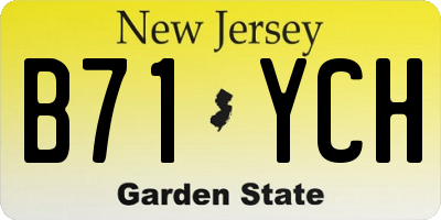 NJ license plate B71YCH