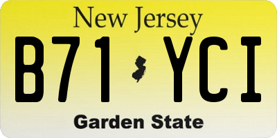 NJ license plate B71YCI