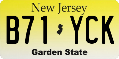 NJ license plate B71YCK