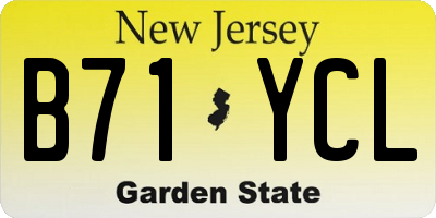 NJ license plate B71YCL