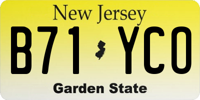 NJ license plate B71YCO