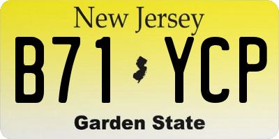 NJ license plate B71YCP