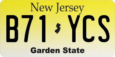 NJ license plate B71YCS
