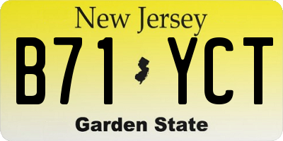 NJ license plate B71YCT
