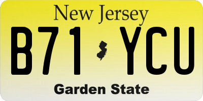 NJ license plate B71YCU