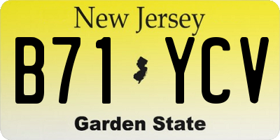NJ license plate B71YCV