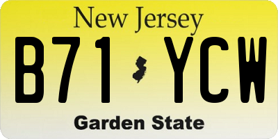 NJ license plate B71YCW