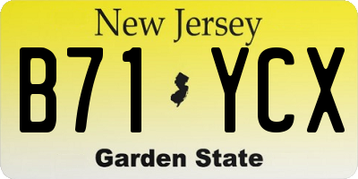 NJ license plate B71YCX