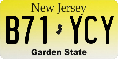 NJ license plate B71YCY