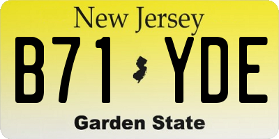NJ license plate B71YDE