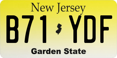 NJ license plate B71YDF