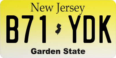 NJ license plate B71YDK