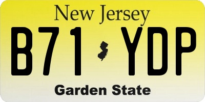NJ license plate B71YDP