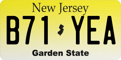 NJ license plate B71YEA