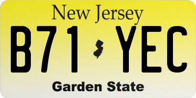 NJ license plate B71YEC