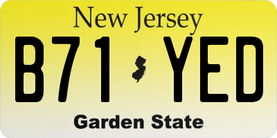 NJ license plate B71YED
