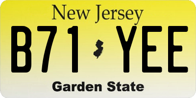NJ license plate B71YEE