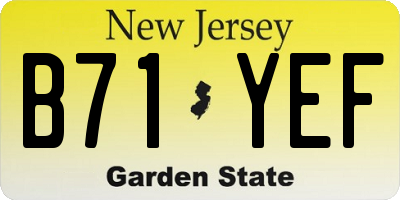 NJ license plate B71YEF