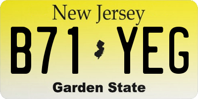 NJ license plate B71YEG