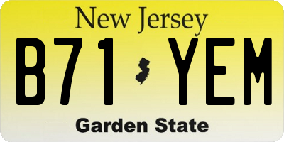 NJ license plate B71YEM