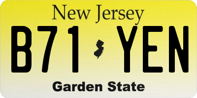 NJ license plate B71YEN