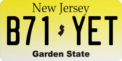 NJ license plate B71YET