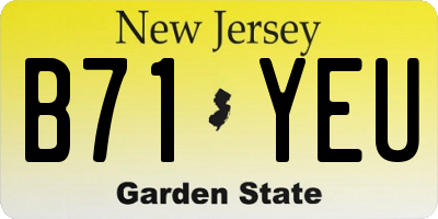 NJ license plate B71YEU