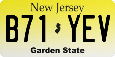 NJ license plate B71YEV