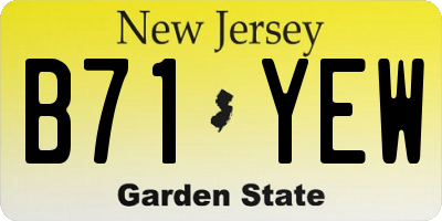 NJ license plate B71YEW