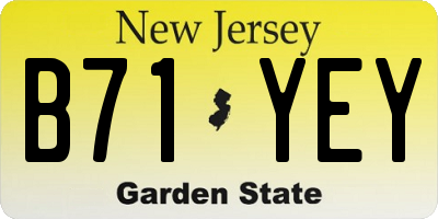 NJ license plate B71YEY