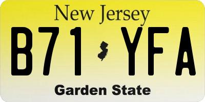 NJ license plate B71YFA
