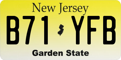 NJ license plate B71YFB