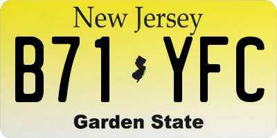 NJ license plate B71YFC